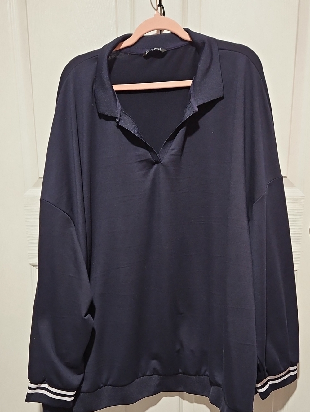 BloomChic  Navy V-Neck Polo-Style Long Sleeve Sweater